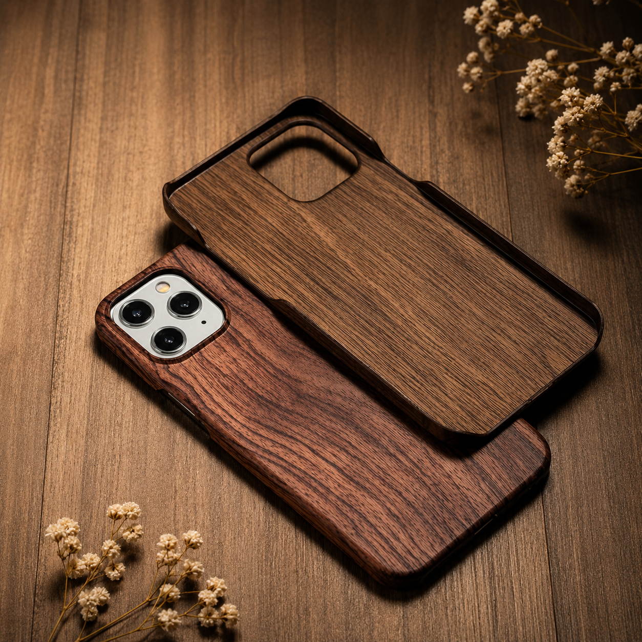 Premium iPhone Case Real Wood Back Cover Walnut Ebony Bamboo Rosewood Finish Camera Lens Protection Dustproof Secure Grip Anti Scratch Slim Protective Design