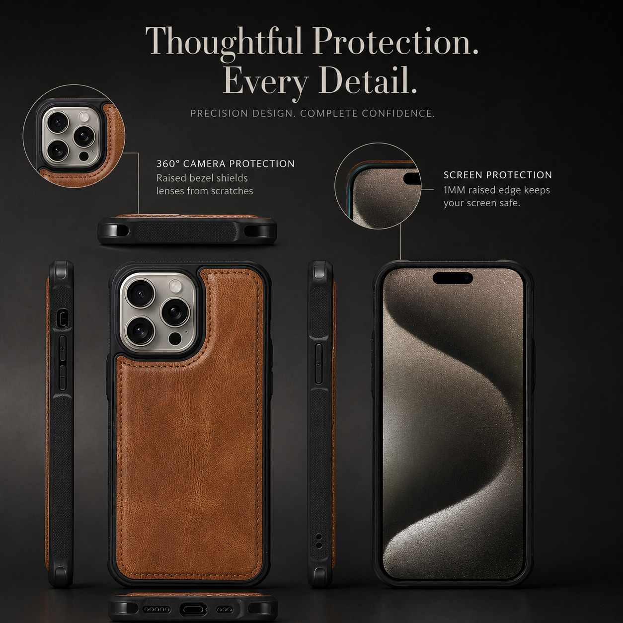 Premium iPhone Case Retro PU Leather Wallet Cover with Card Slots, Zipper Storage, Shockproof Protection, Secure Grip and Convenient Everyday Carry