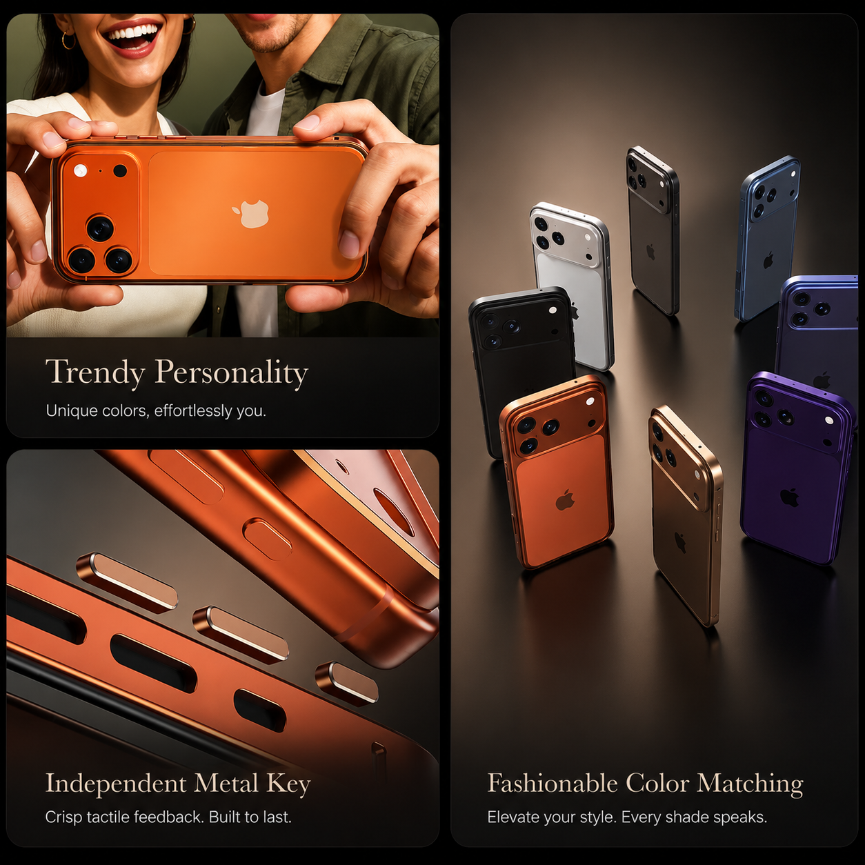 Premium iPhone Case Rugged Aluminum Alloy Bumper with Shockproof Silicone Lining, Metal Lens Guard, Anti Fingerprint Surface, Non Slip Finish