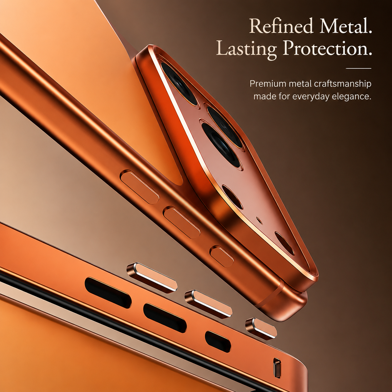 Premium iPhone Case Rugged Aluminum Alloy Bumper with Shockproof Silicone Lining, Metal Lens Guard, Anti Fingerprint Surface, Non Slip Finish