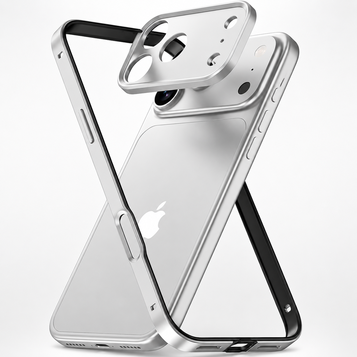 Premium iPhone Case Rugged Aluminum Alloy Bumper with Shockproof Silicone Lining, Metal Lens Guard, Anti Fingerprint Surface, Non Slip Finish