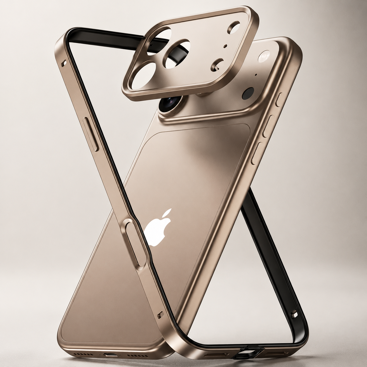 Premium iPhone Case Rugged Aluminum Alloy Bumper with Shockproof Silicone Lining, Metal Lens Guard, Anti Fingerprint Surface, Non Slip Finish