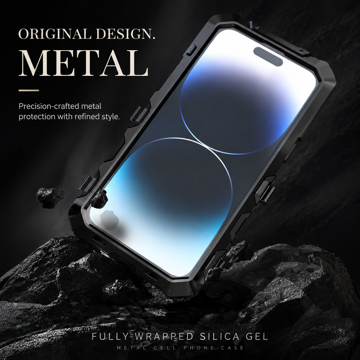 Premium iPhone Case Rugged Aluminum Military Grade Bumper Cover Shockproof Silicone Back Screen Protector Water Resistant Non Slip Heavy Duty Design