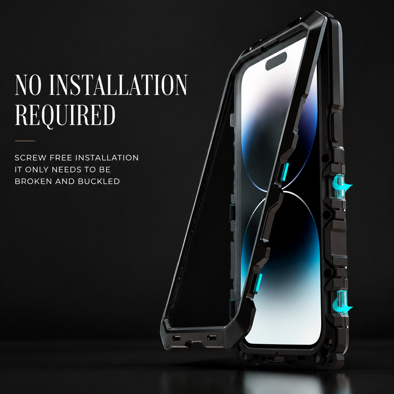 Premium iPhone Case Rugged Aluminum Military Grade Bumper Cover Shockproof Silicone Back Screen Protector Water Resistant Non Slip Heavy Duty Design