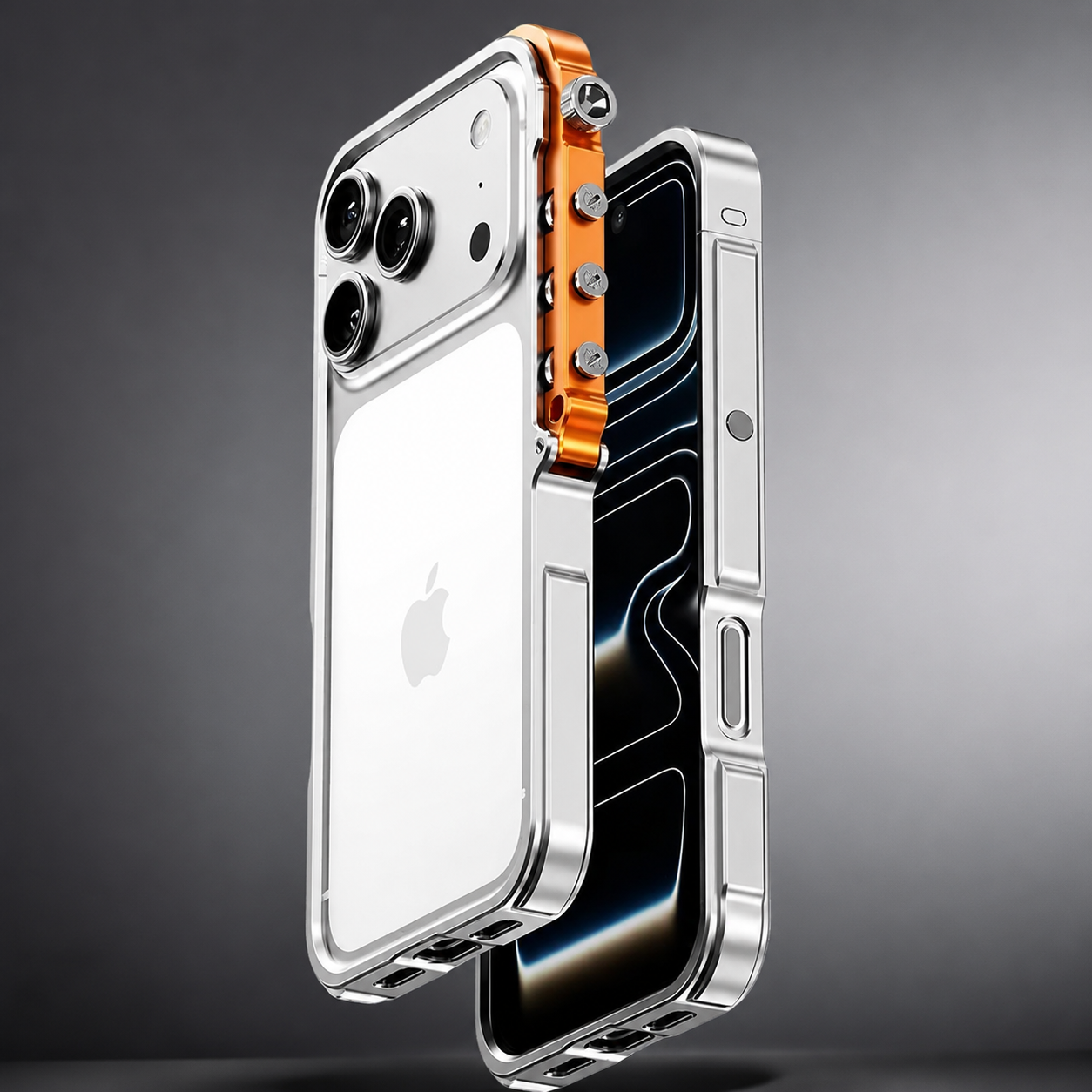 Premium iPhone Case Rugged Cyberpunk Aluminum Alloy Mechanical Bumper Shockproof Metal Frame Heavy Duty Drop Protection Non Slip Edge Guard Design