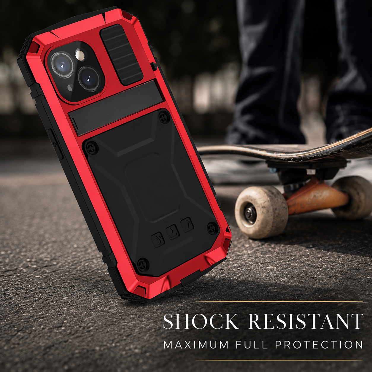 Premium iPhone Case Rugged Military Grade Aluminum Armor Cover 360 Shockproof Tempered Glass Screen Guard Dustproof Kickstand Heavy Duty Protection