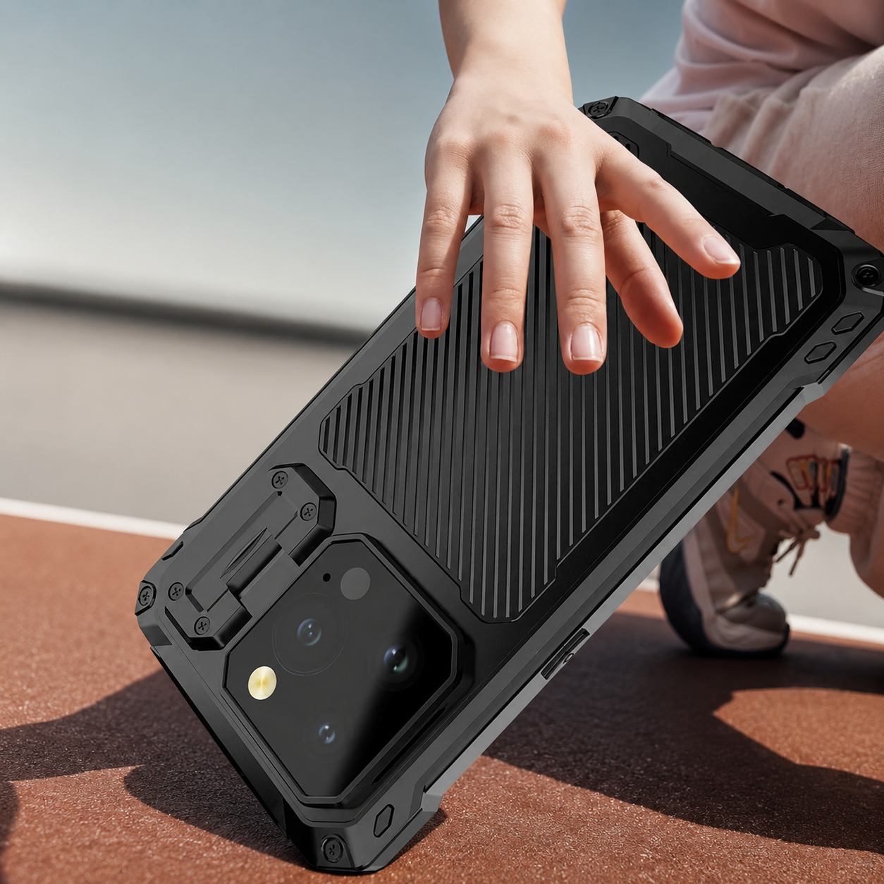 Premium iPhone Case Rugged Military Grade Protective Cover Built In Screen Guard Sliding Camera Shield Kickstand Heavy Duty Anti Slip Full Body Design