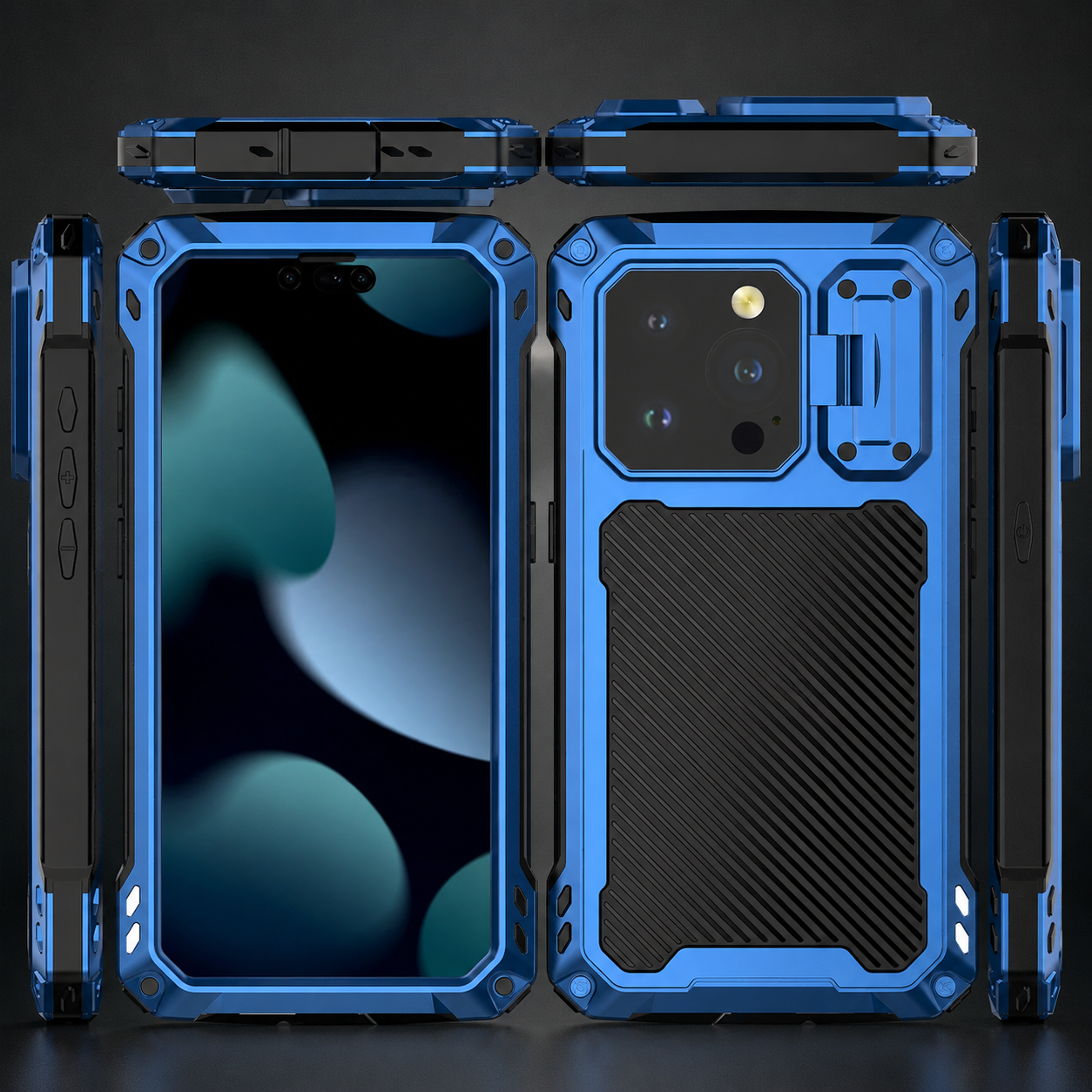 Premium iPhone Case Rugged Military Grade Protective Cover Built In Screen Guard Sliding Camera Shield Kickstand Heavy Duty Anti Slip Full Body Design