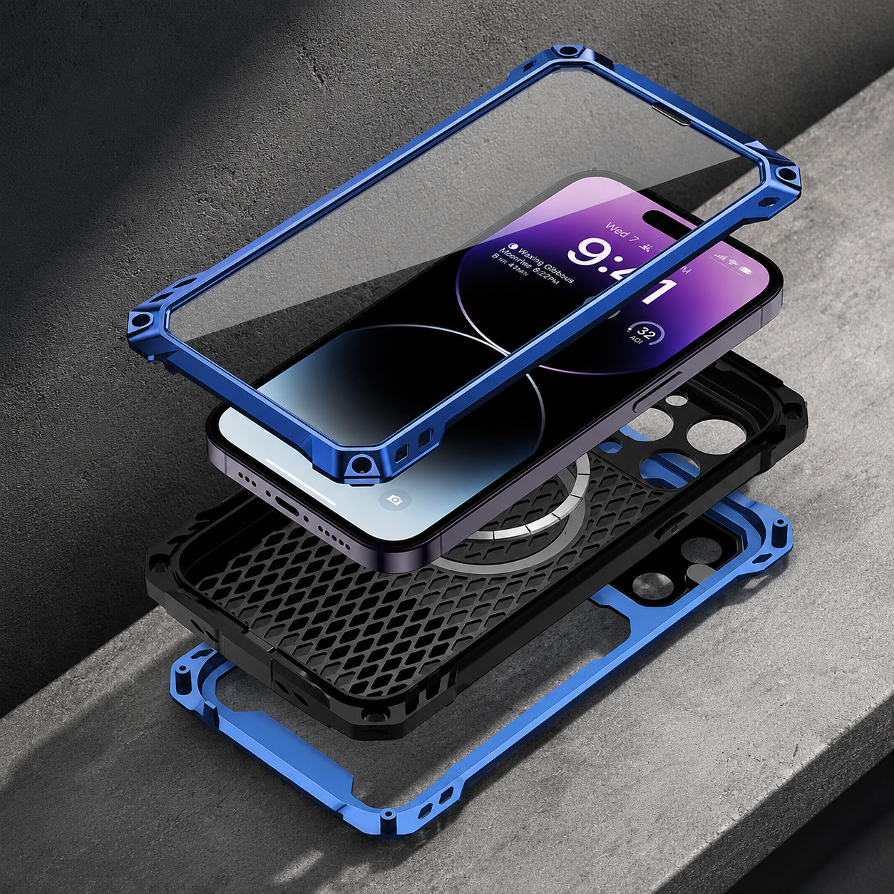 Premium iPhone Case Rugged Military Grade Protective Cover Built In Screen Guard Sliding Camera Shield Kickstand Heavy Duty Anti Slip Full Body Design
