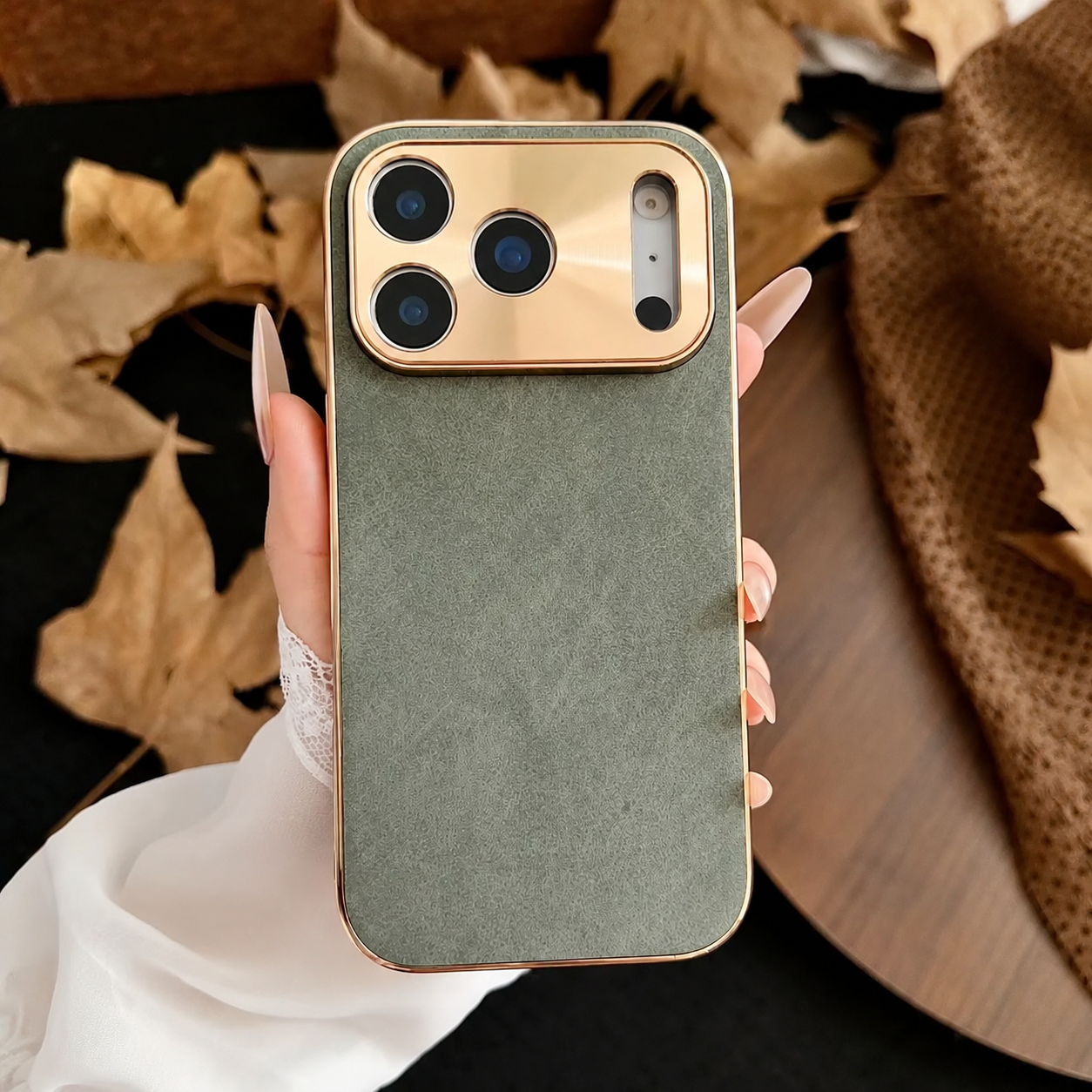 Premium iPhone Case Sheepskin Texture Plating Bumper with Camera Lens Protection Shockproof PC Armor Anti Fingerprint Non Slip Design