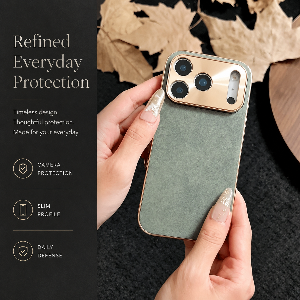 Premium iPhone Case Sheepskin Texture Plating Bumper with Camera Lens Protection Shockproof PC Armor Anti Fingerprint Non Slip Design