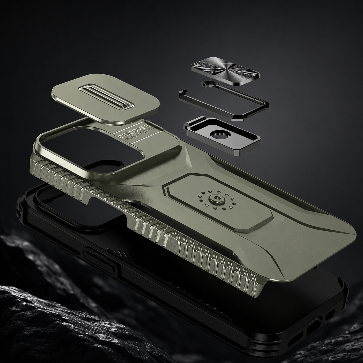 Premium iPhone Case Shockproof Protective Cover Sliding Camera Lens Guard Rotary Stand Anti Slip Grip Full Protection Durable Design