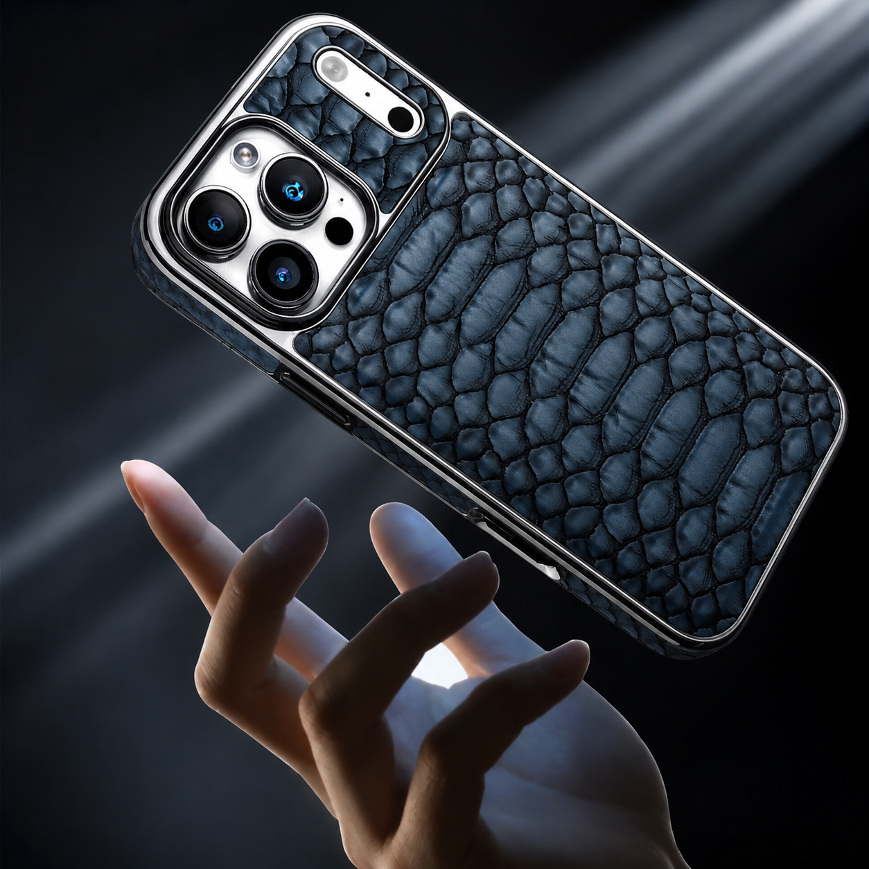 Premium iPhone Case Snake Pattern Leather Design with Camera Lens Protection, Soft Flannel Interior, Non Slip Surface, Stylish Everyday Protection