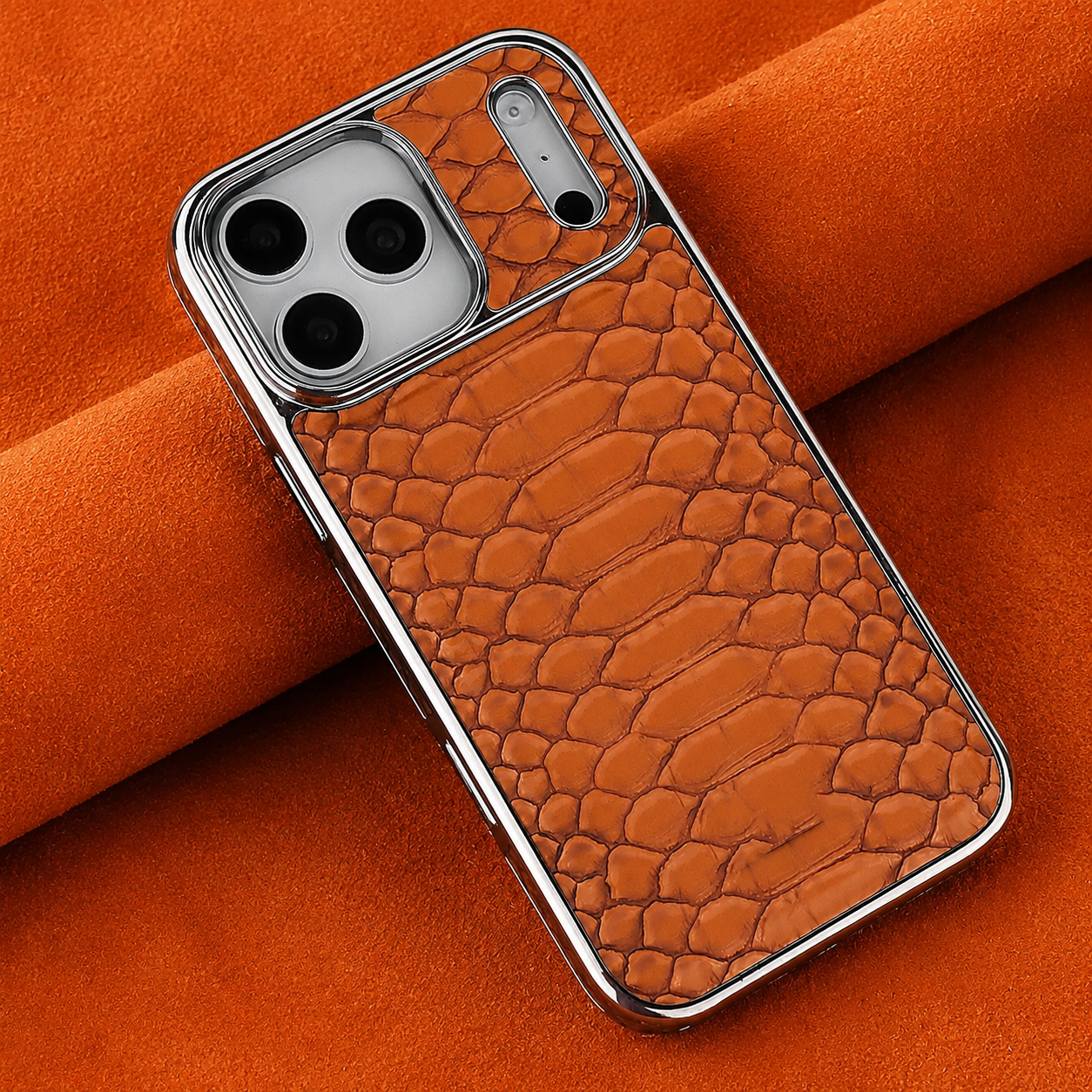 Premium iPhone Case Snake Pattern Leather Design with Camera Lens Protection, Soft Flannel Interior, Non Slip Surface, Stylish Everyday Protection