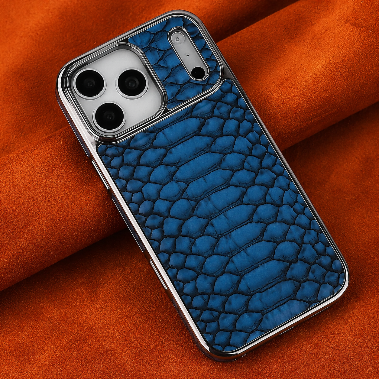 Premium iPhone Case Snake Pattern Leather Design with Camera Lens Protection, Soft Flannel Interior, Non Slip Surface, Stylish Everyday Protection