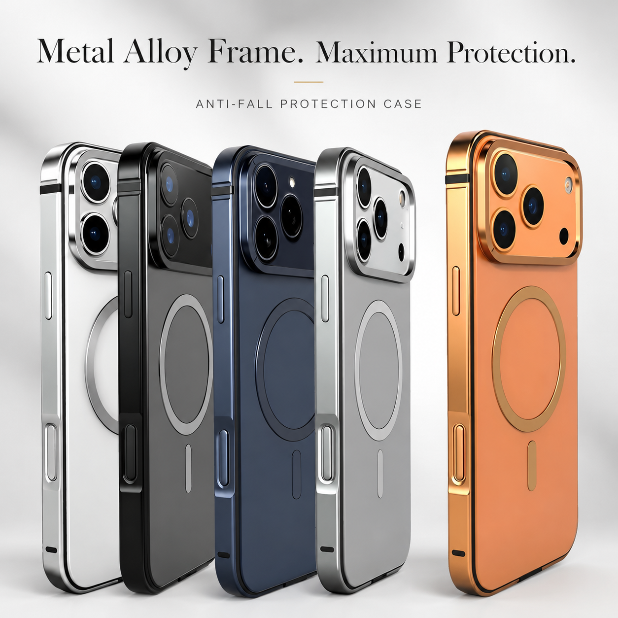 Premium iPhone Case Titanium Alloy Magnetic Design with Shockproof Aluminum Bumper, PC TPU Hybrid Back, MagSafe Wireless Charging, Slim Protection