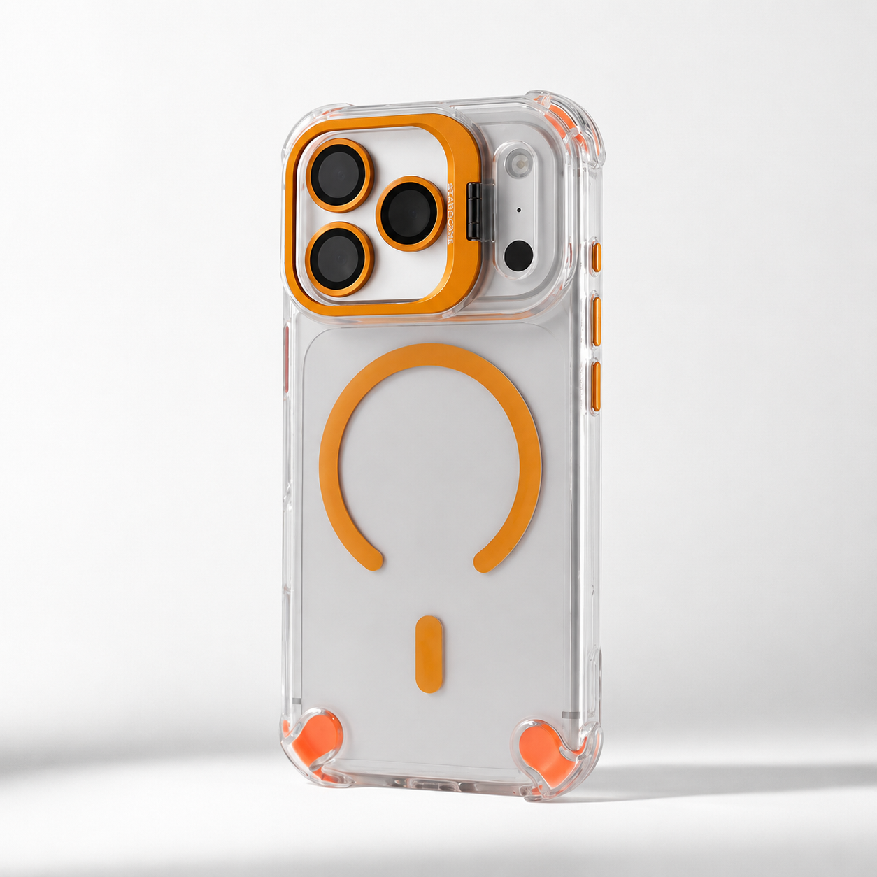 Premium iPhone Case Transparent Magnetic Shockproof Cover with Glass Lens Protector, Built-In Stand Holder, Full-Coverage Non-Slip Design