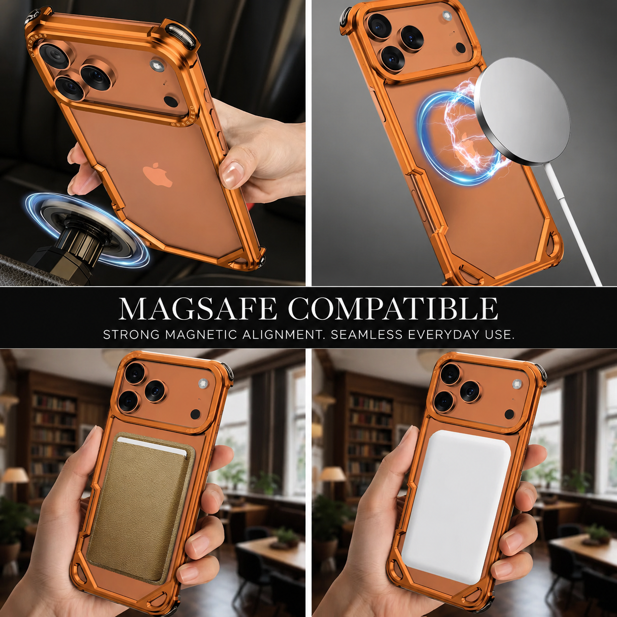 Premium iPhone Case Ultra Thin Aluminum Alloy Build with Camera Lens Protection, Wireless Charging Compatible, Non Slip Shock Resistant Design