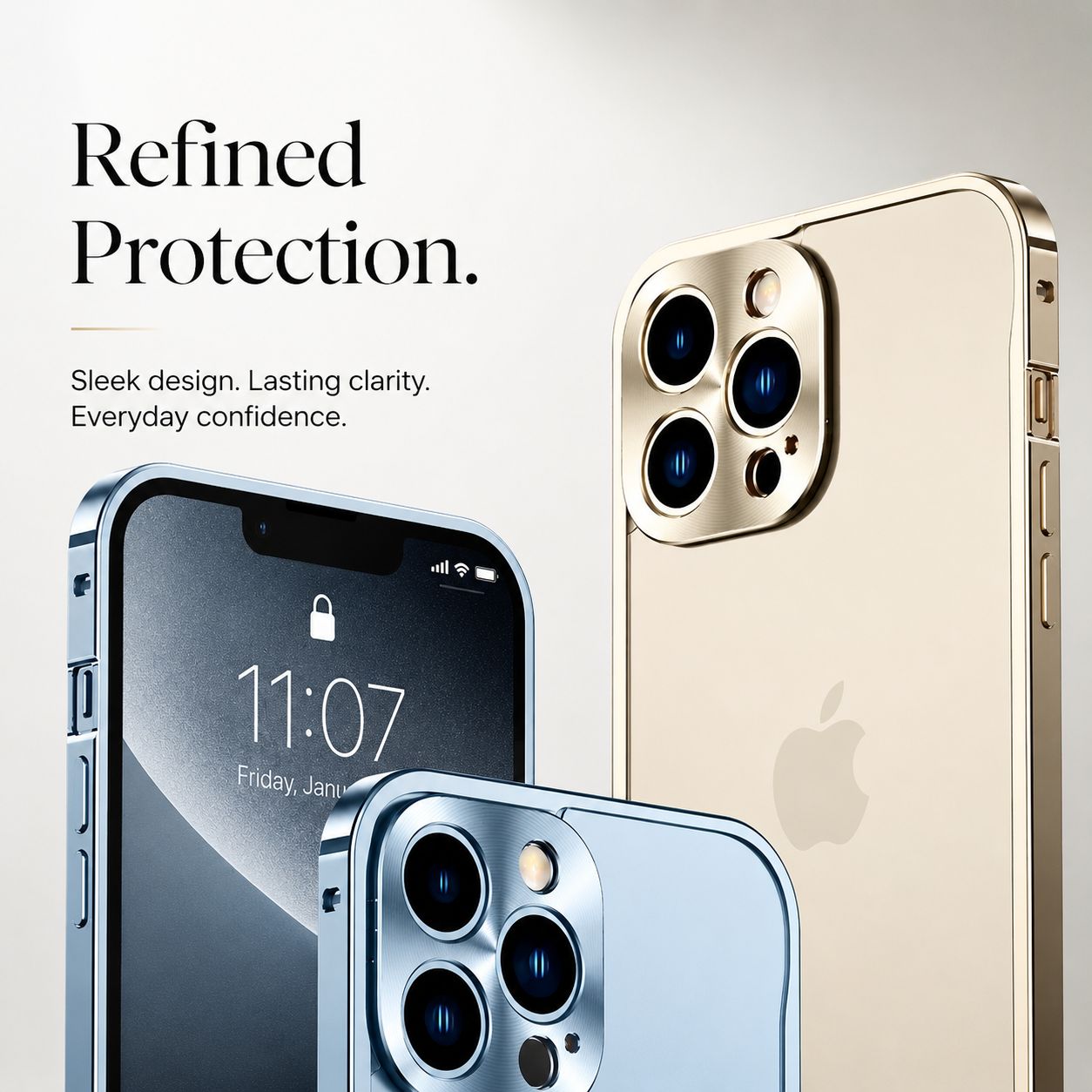 Premium iPhone Case Ultra Thin Matte Transparent Design with Shockproof Aluminum Metal Bumper, PC Acrylic Back, Camera Lens Protector, MagSafe Compatible