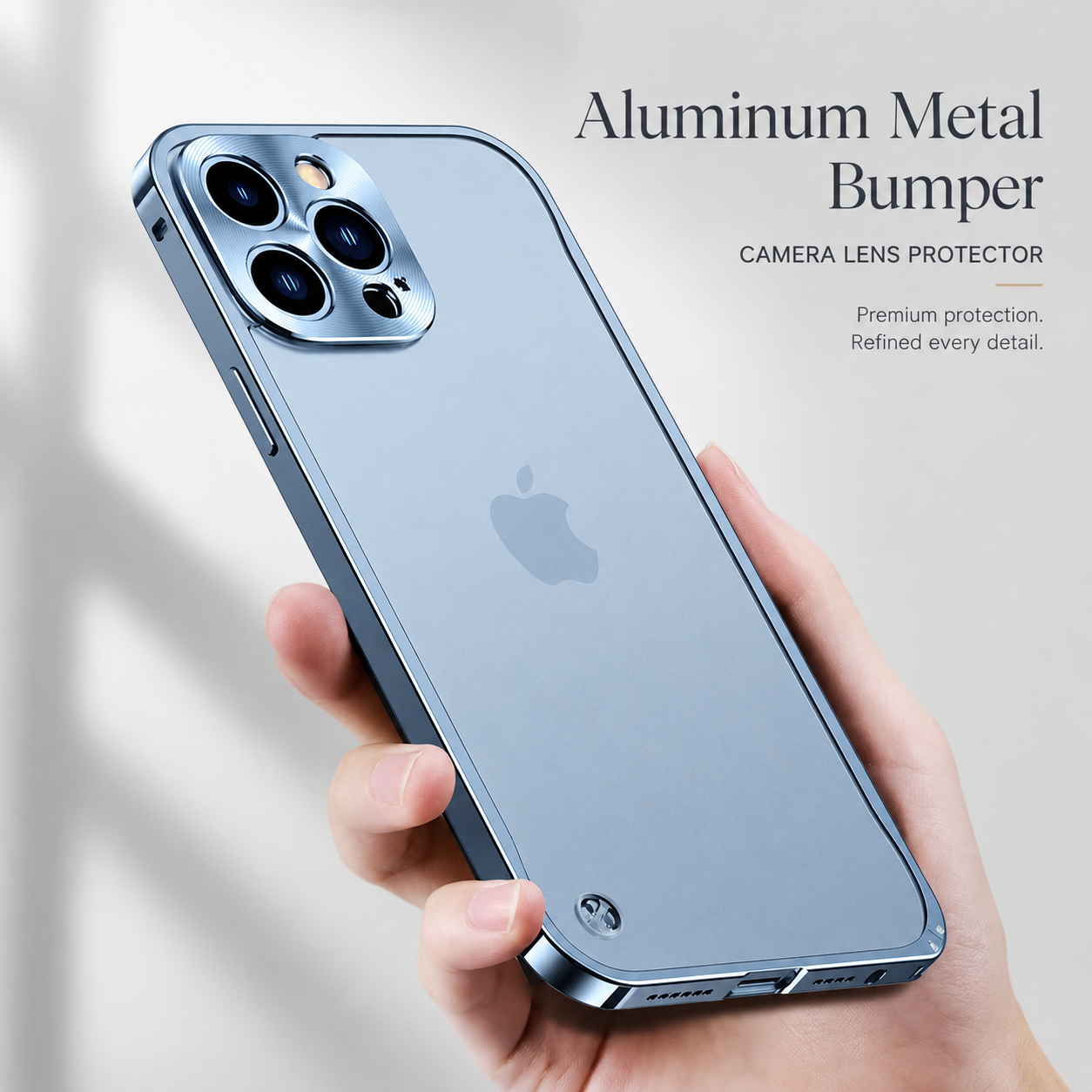 Premium iPhone Case Ultra Thin Matte Transparent Design with Shockproof Aluminum Metal Bumper, PC Acrylic Back, Camera Lens Protector, MagSafe Compatible