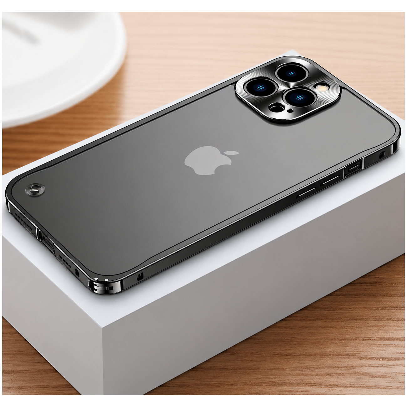 Premium iPhone Case Ultra Thin Matte Transparent Design with Shockproof Aluminum Metal Bumper, PC Acrylic Back, Camera Lens Protector, MagSafe Compatible