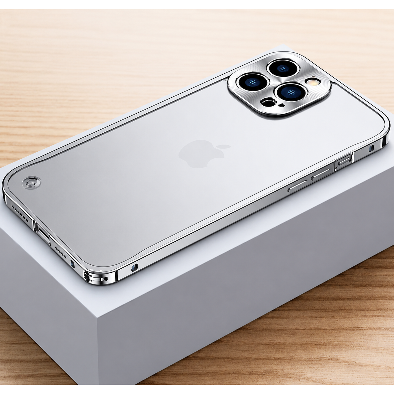Premium iPhone Case Ultra Thin Matte Transparent Design with Shockproof Aluminum Metal Bumper, PC Acrylic Back, Camera Lens Protector, MagSafe Compatible