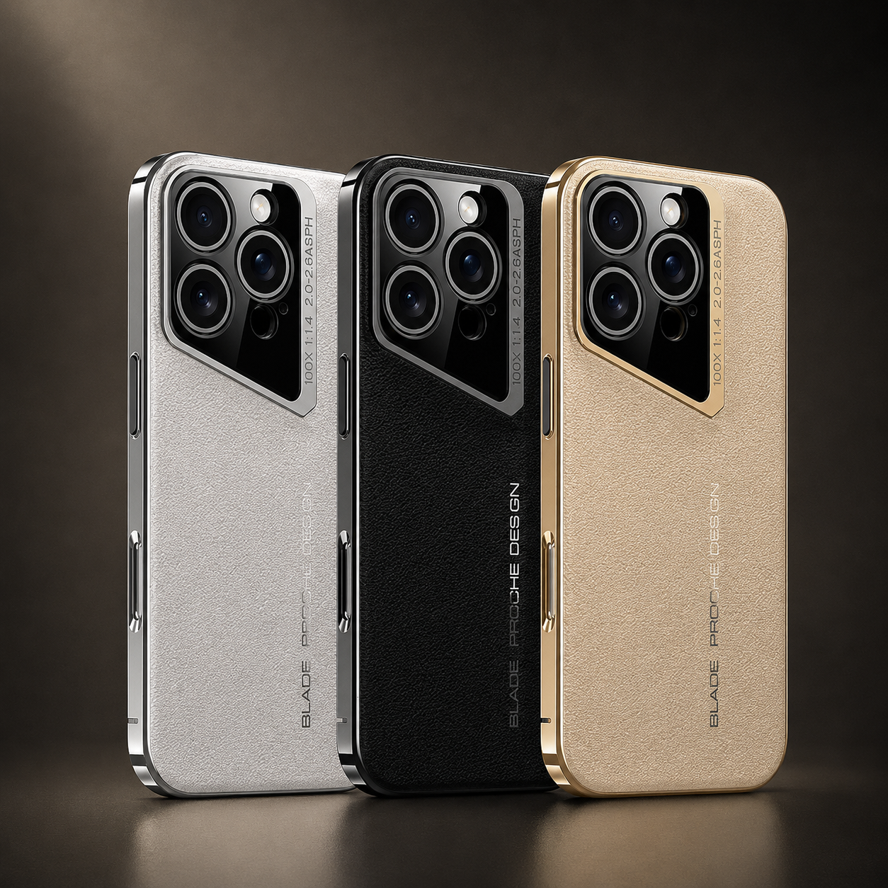 Premium iPhone Case Vegan Leather Hard Back Cover with Camera Lens Protection, Anti Fingerprint Finish, Scratch Resistant Design and Elegant Business Style