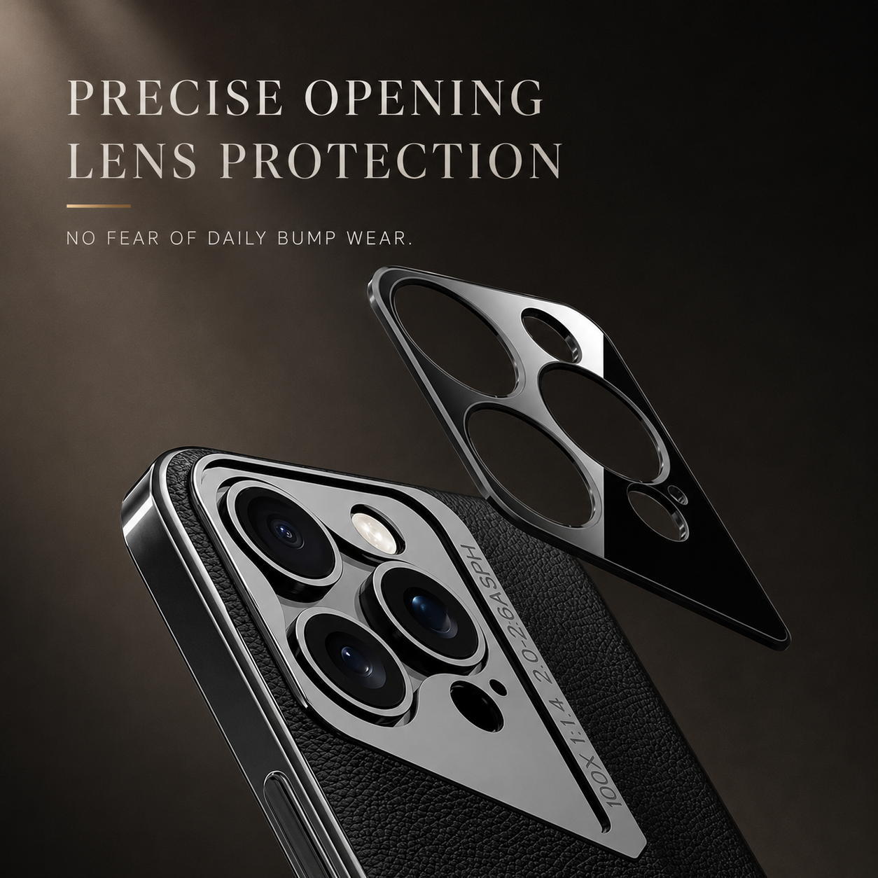 Premium iPhone Case Vegan Leather Hard Back Cover with Camera Lens Protection, Anti Fingerprint Finish, Scratch Resistant Design and Elegant Business Style