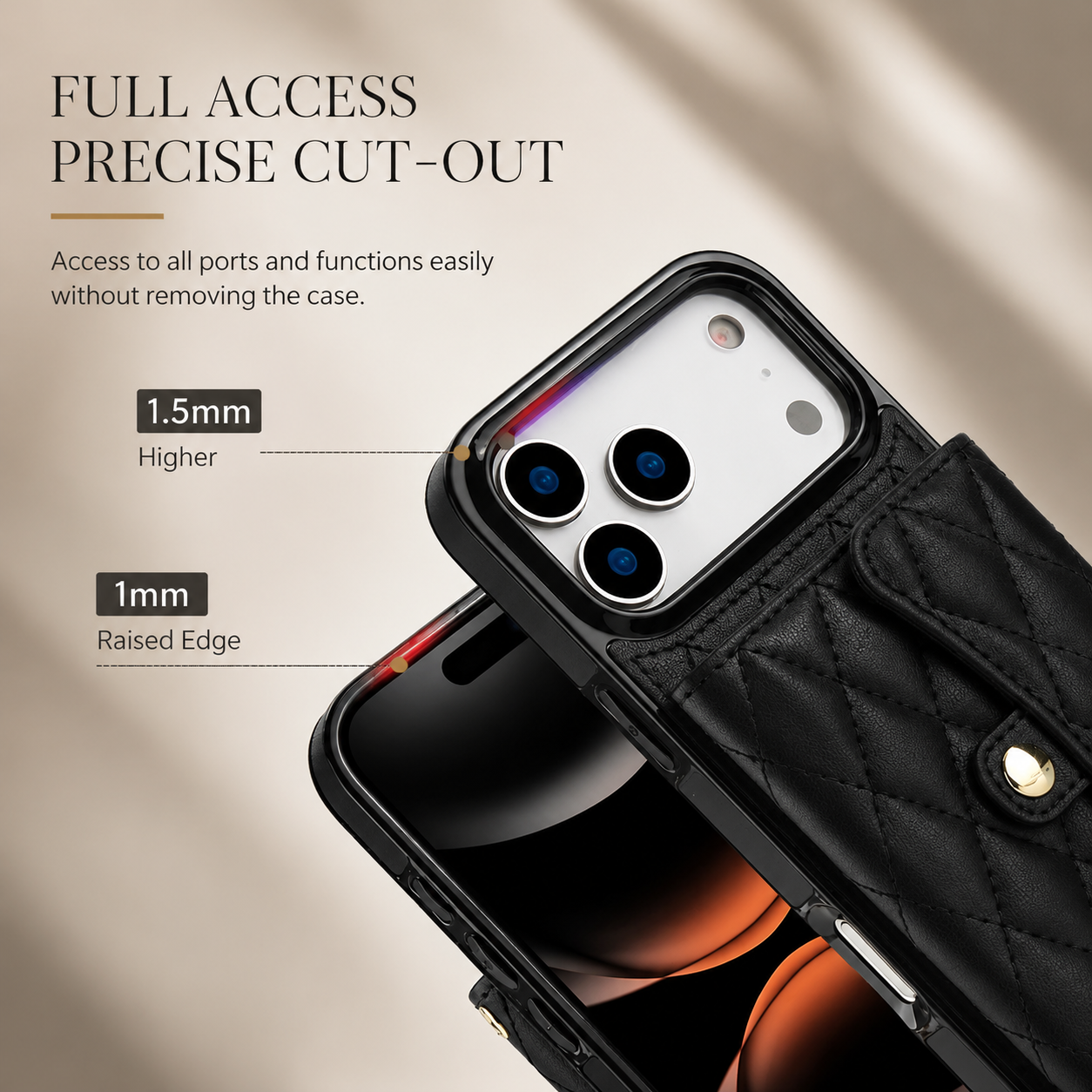 Premium iPhone Case Wallet Cover Card Holder Crossbody Strap Coin Pocket Shockproof Protective Cover Leather Storage Design