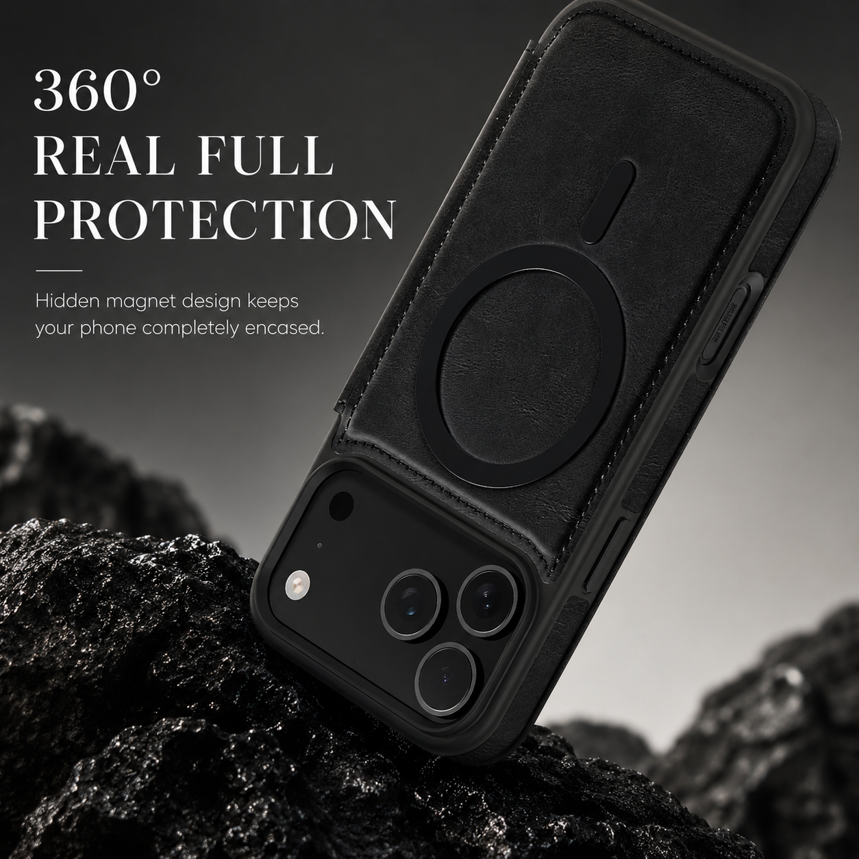 Premium iPhone Case Wallet Cover Card Holder Magnetic Charging Compatible Leather Flip Protective Cover Business Style Design