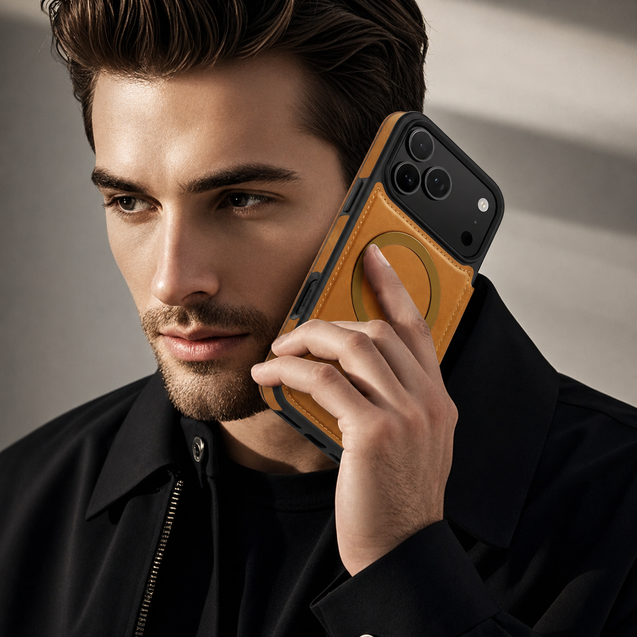 Premium iPhone Case Wallet Cover Card Holder Magnetic Charging Compatible Leather Flip Protective Cover Business Style Design
