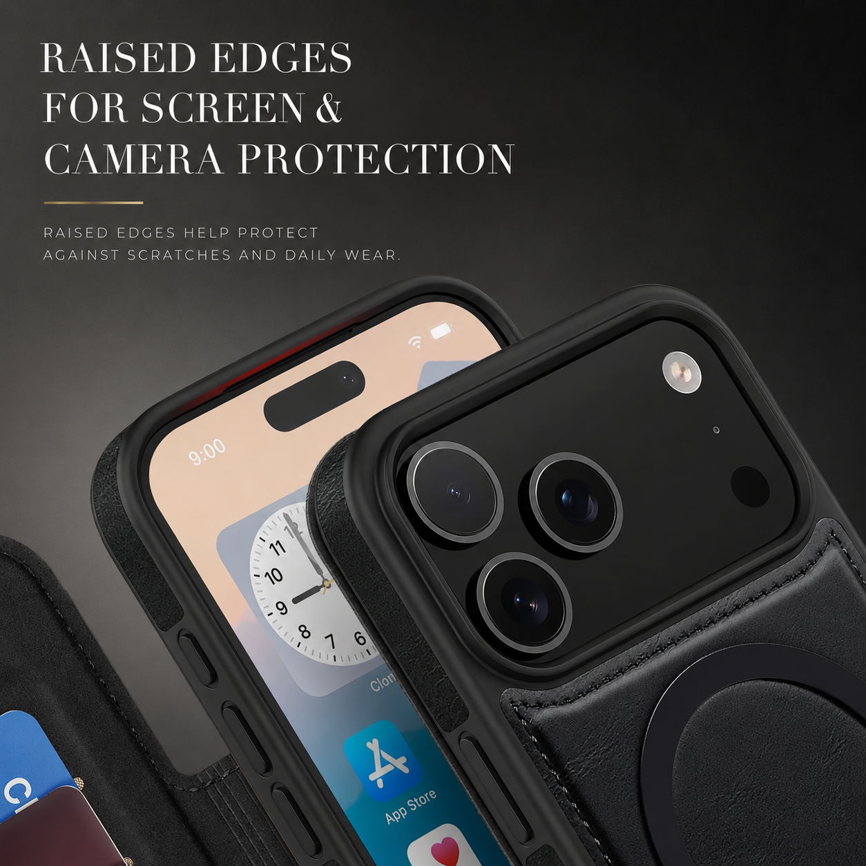 Premium iPhone Case Wallet Cover Card Holder Magnetic Charging Compatible Leather Flip Protective Cover Business Style Design
