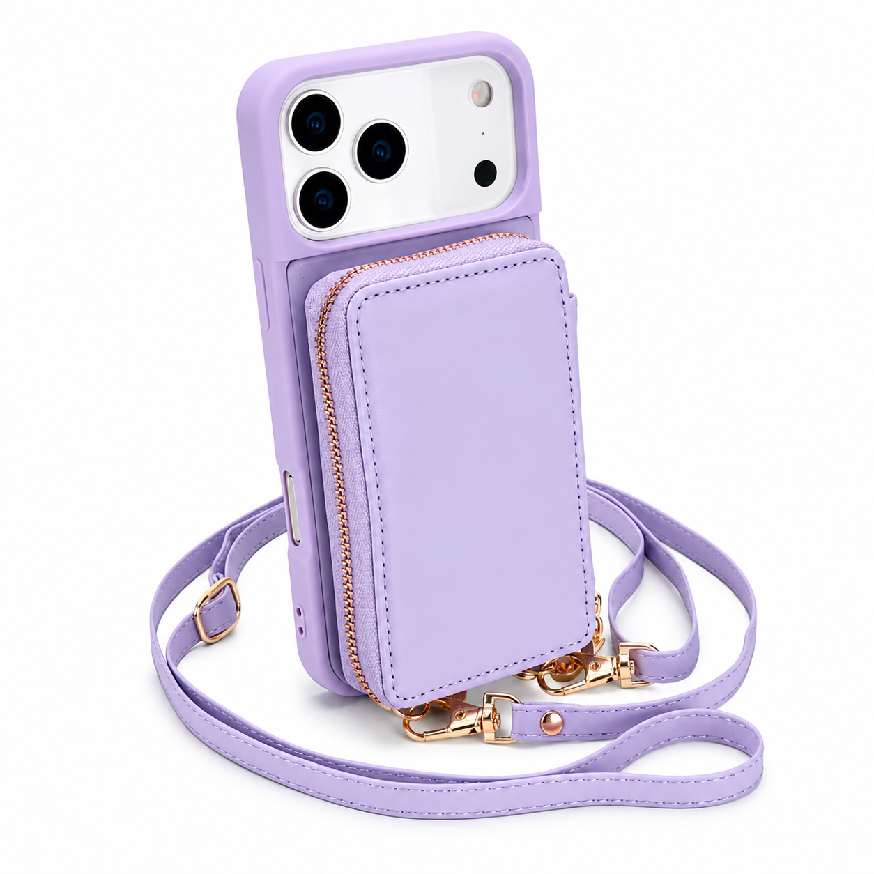 Premium iPhone Case Wallet Cover Card Holder RFID Protection Crossbody Strap Flip Protective Cover Shockproof Leather Design