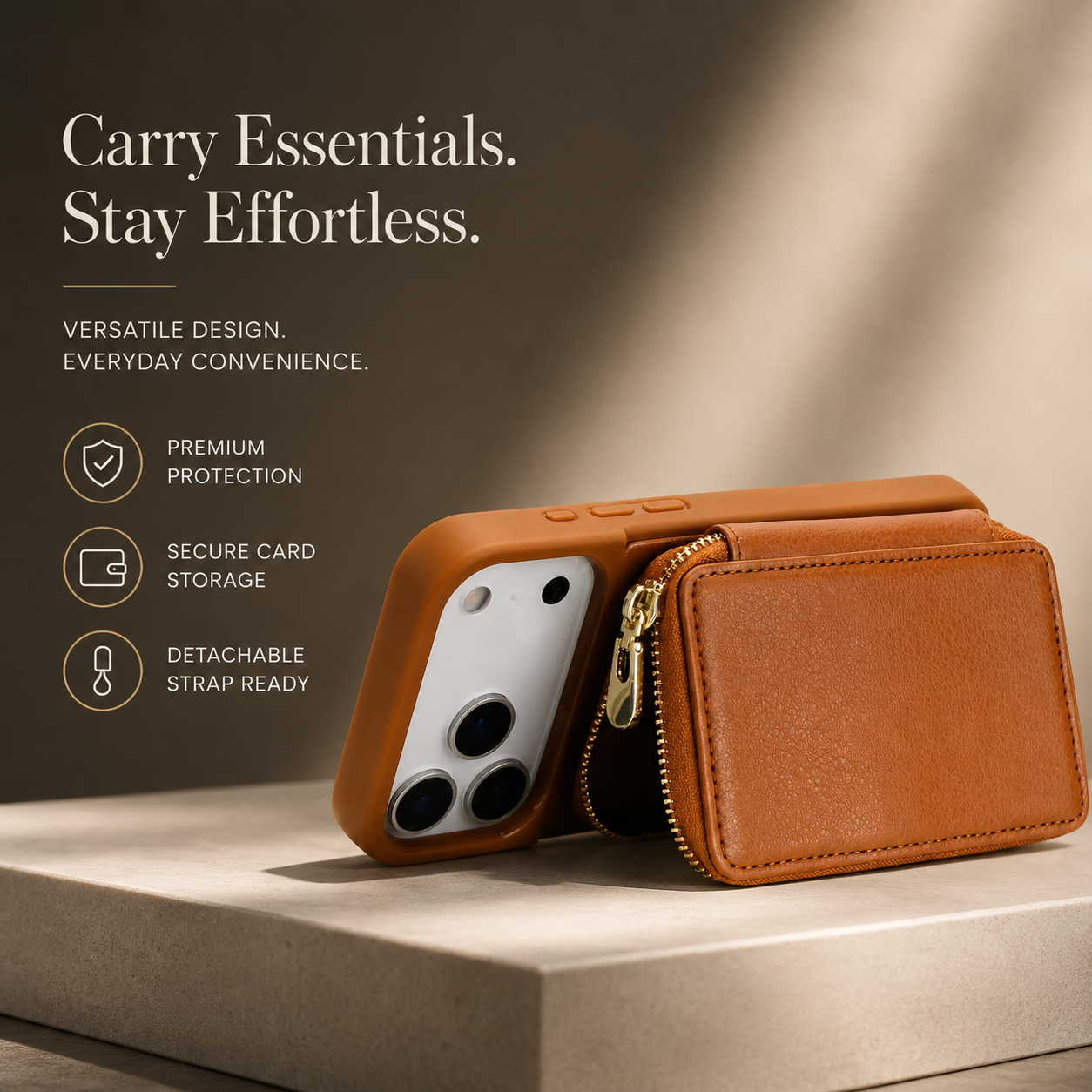 Premium iPhone Case Wallet Cover Card Holder RFID Protection Crossbody Strap Flip Protective Cover Shockproof Leather Design