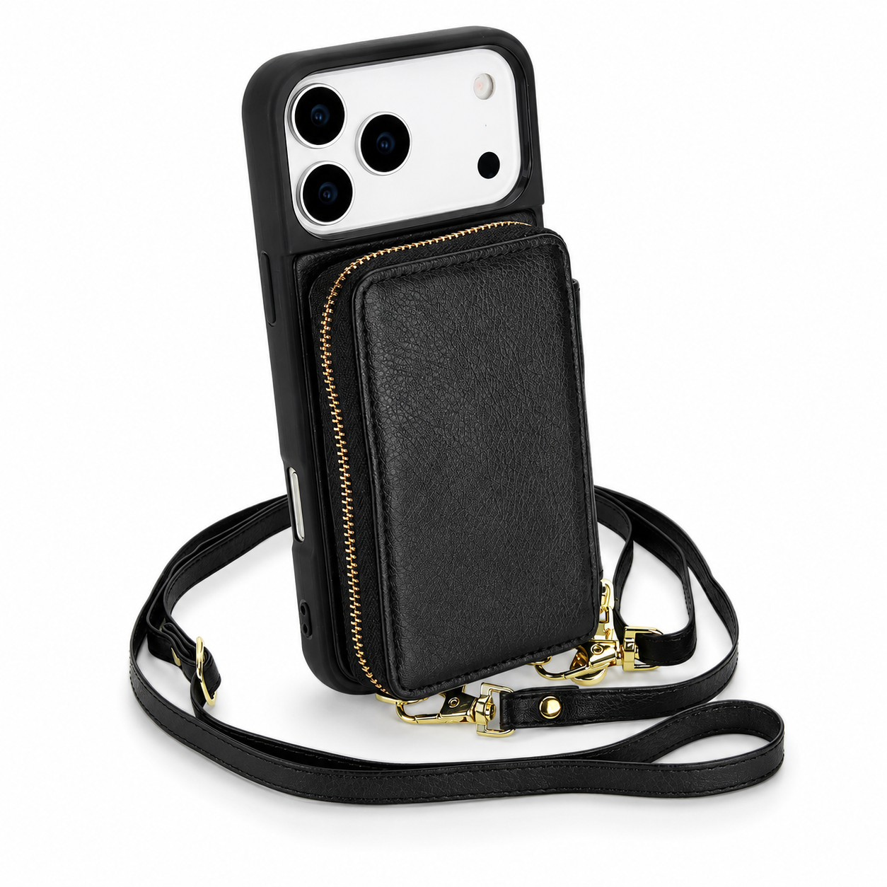 Premium iPhone Case Wallet Cover Card Holder RFID Protection Crossbody Strap Flip Protective Cover Shockproof Leather Design