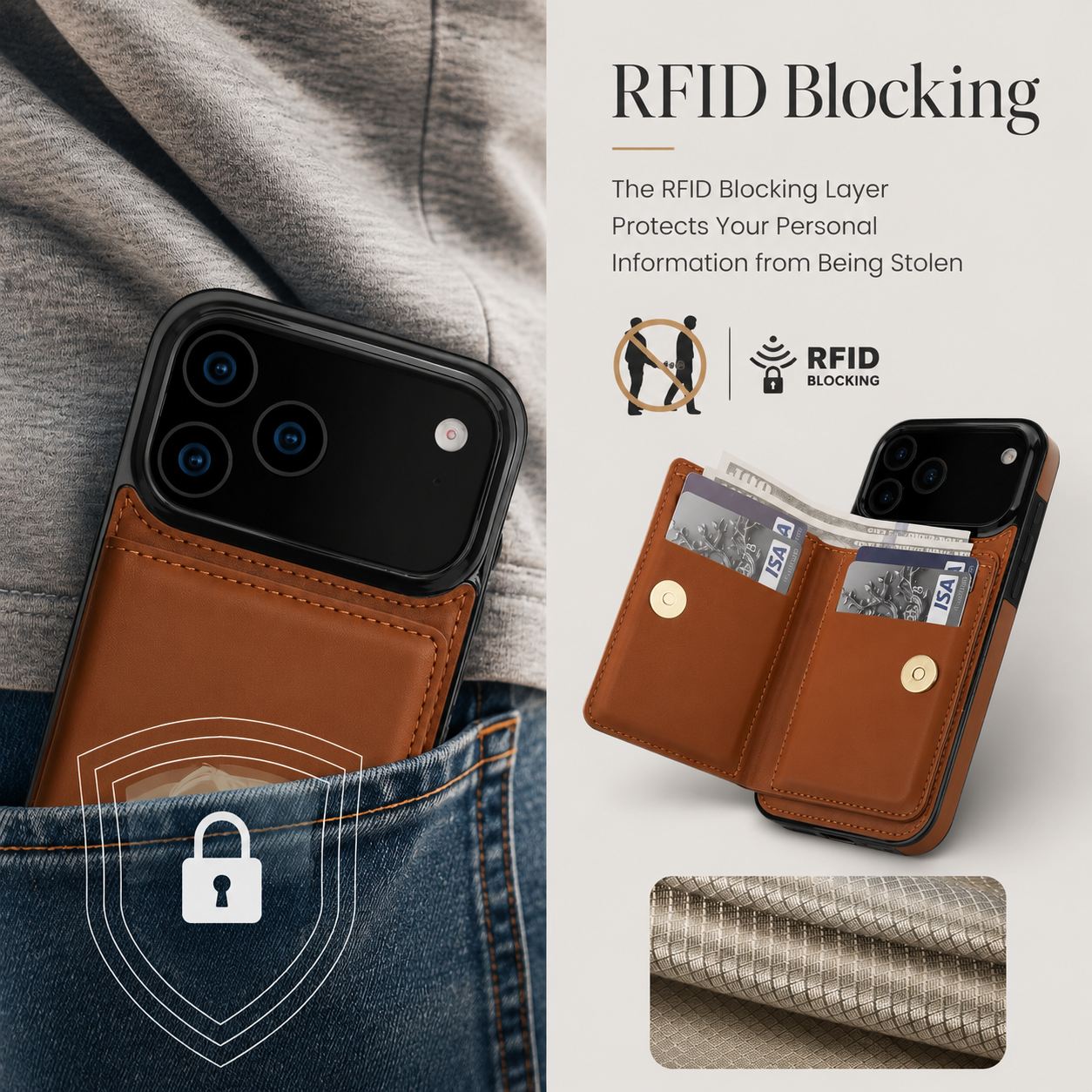 Premium iPhone Case Wallet Cover Card Holder Shockproof PU Leather Case 360 Degree Rotating Ring Kickstand Magnetic Clasp Full Coverage Protective Design
