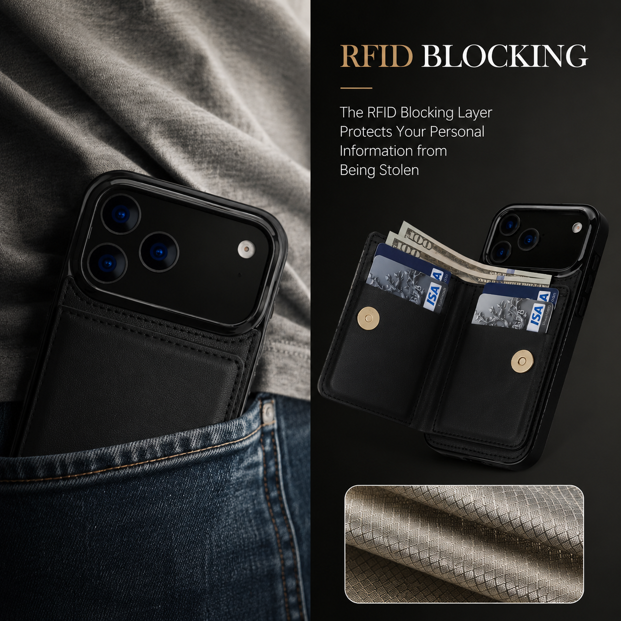 Premium iPhone Case Wallet Cover Card Holder Shockproof PU Leather Case 360 Degree Rotating Ring Kickstand Magnetic Clasp Full Coverage Protective Design
