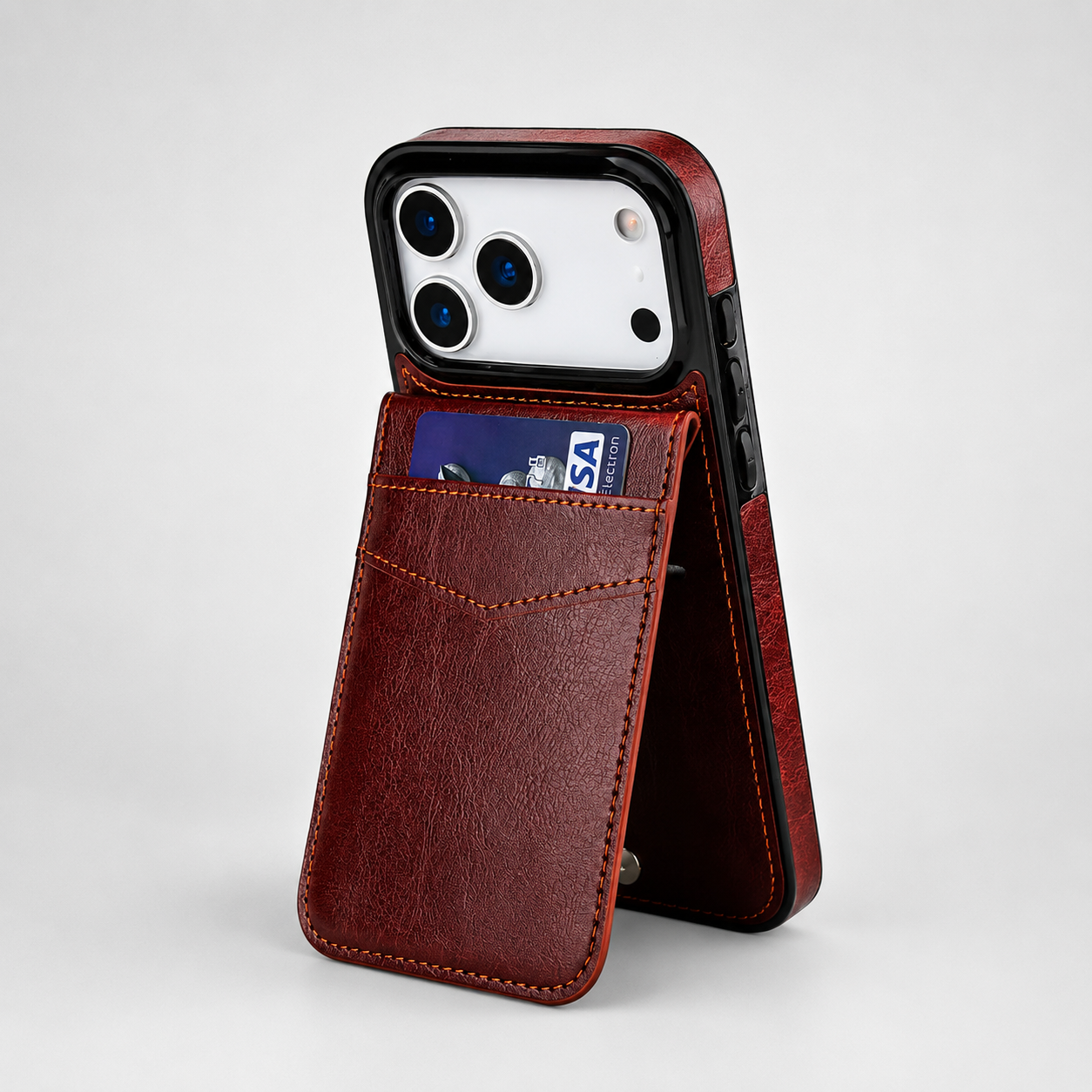 Premium iPhone Case Wallet Cover Card Holder Shockproof Protective Cover Flip Stand Retro Leather Anti Fingerprint Design