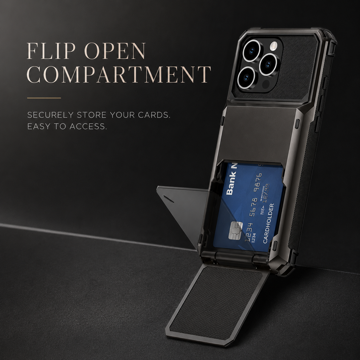 Premium iPhone Case Wallet Cover Card Holder Shockproof Protective Cover Hidden Card Storage Dual Layer Armor Design