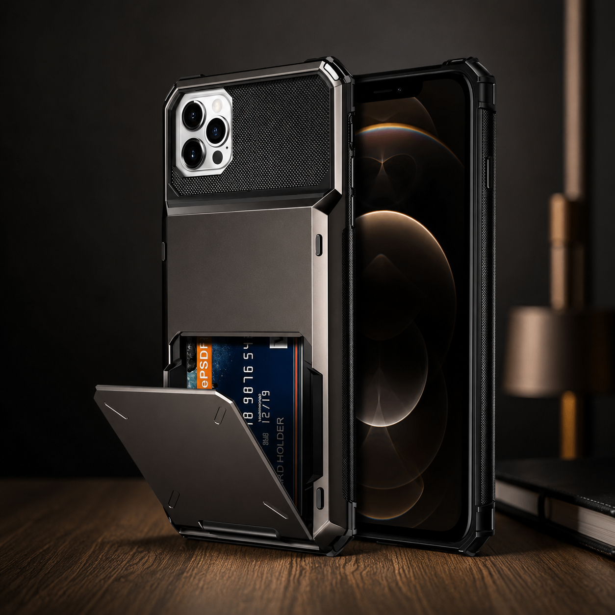 Premium iPhone Case Wallet Cover Card Holder Shockproof Protective Cover Hidden Card Storage Dual Layer Armor Design