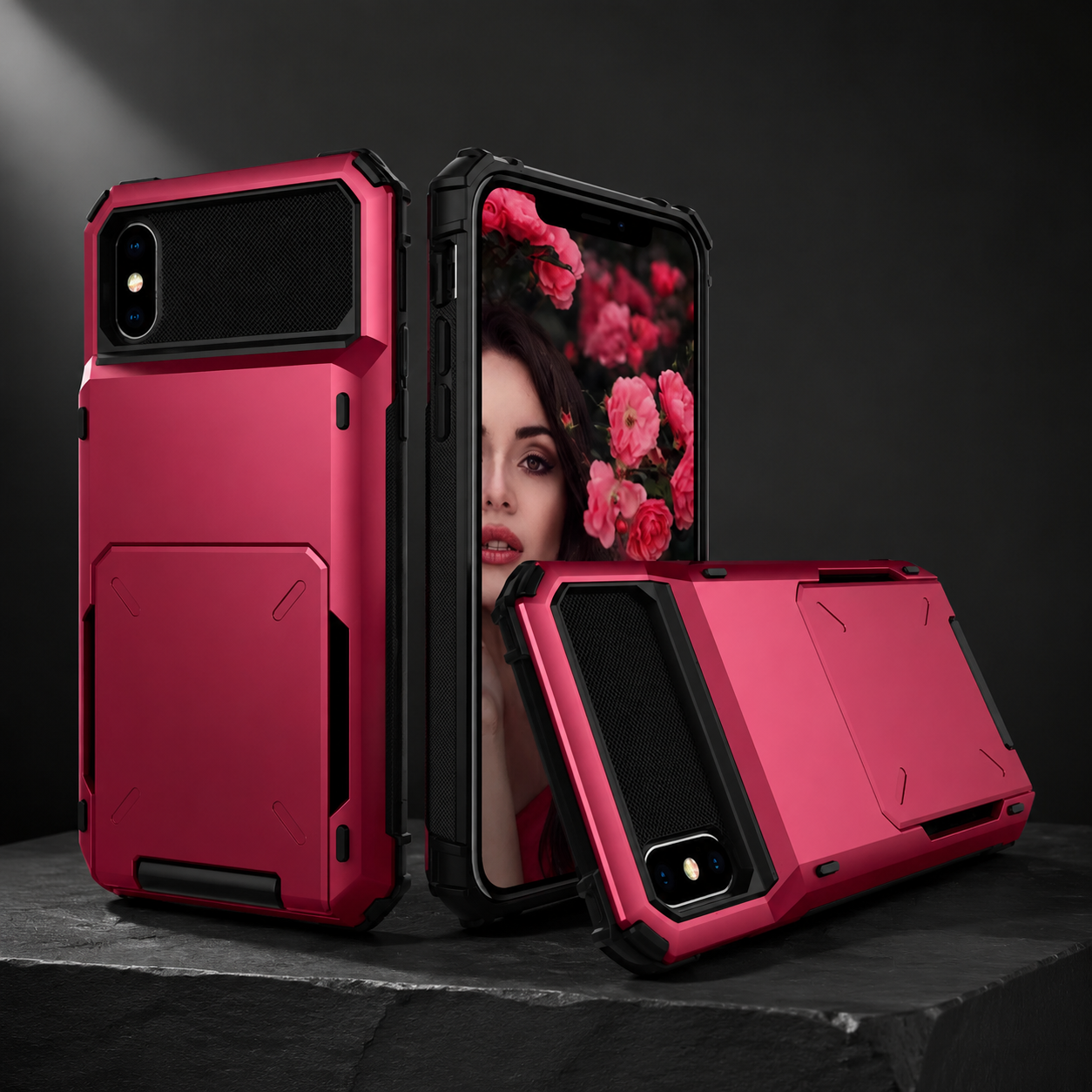 Premium iPhone Case Wallet Cover Card Holder Shockproof Protective Cover Hidden Card Storage Dual Layer Armor Design
