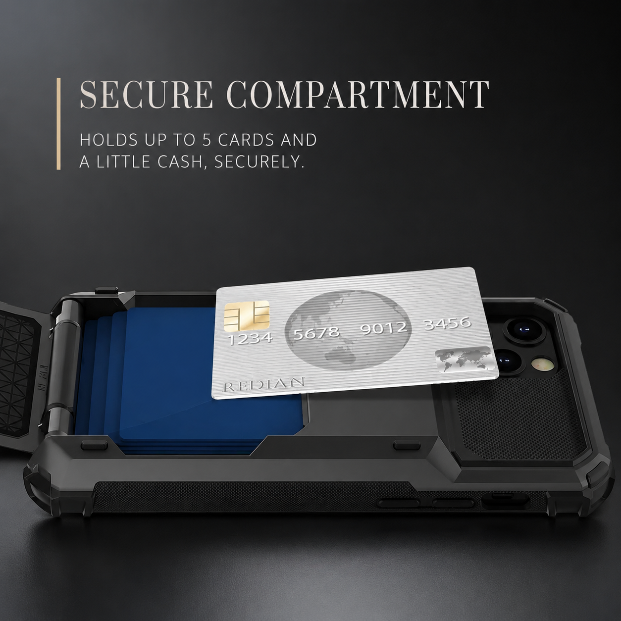 Premium iPhone Case Wallet Cover Card Holder Shockproof Protective Cover Hidden Card Storage Dual Layer Armor Design