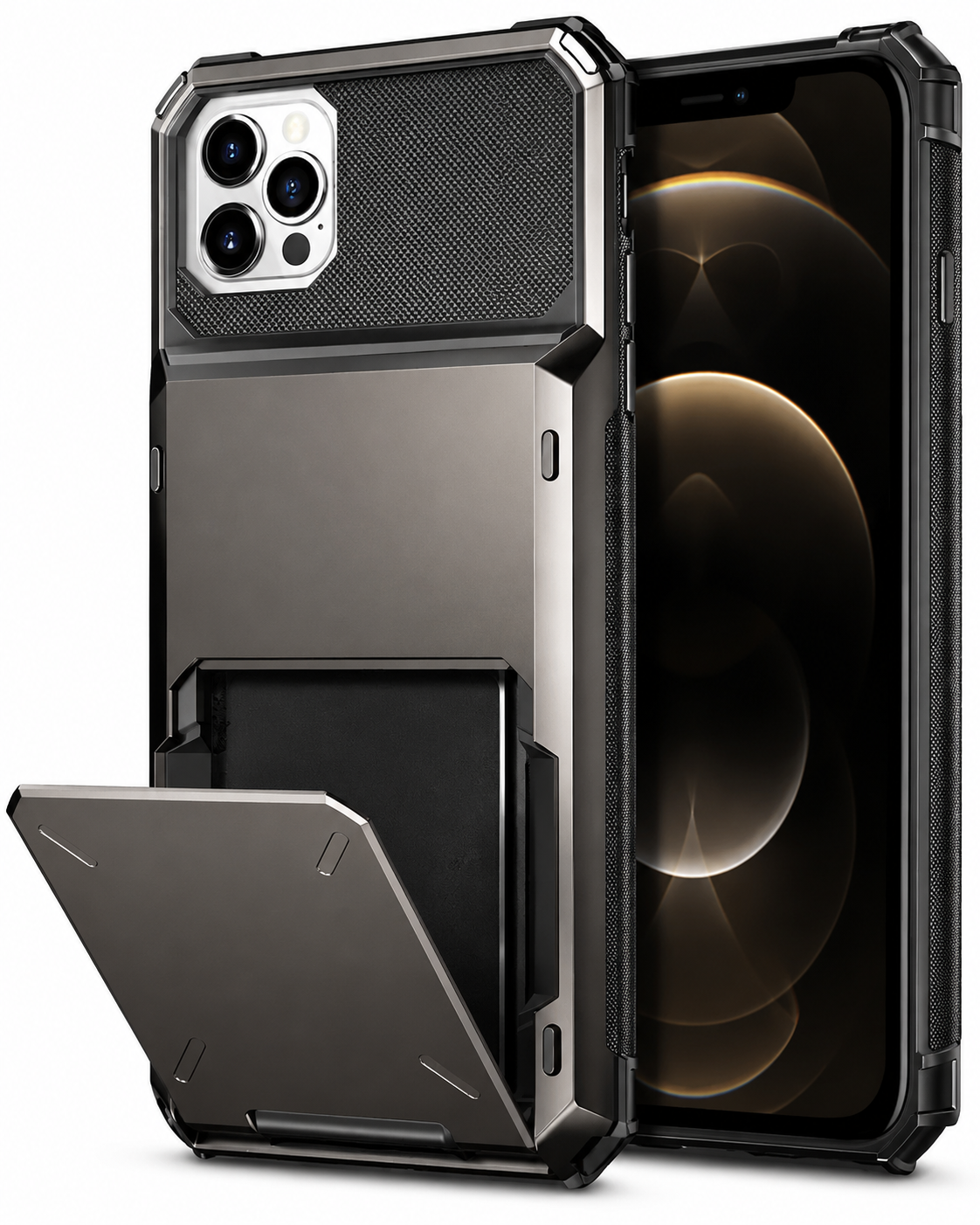 Premium iPhone Case Wallet Cover Card Holder Shockproof Protective Cover Hidden Card Storage Dual Layer Armor Design
