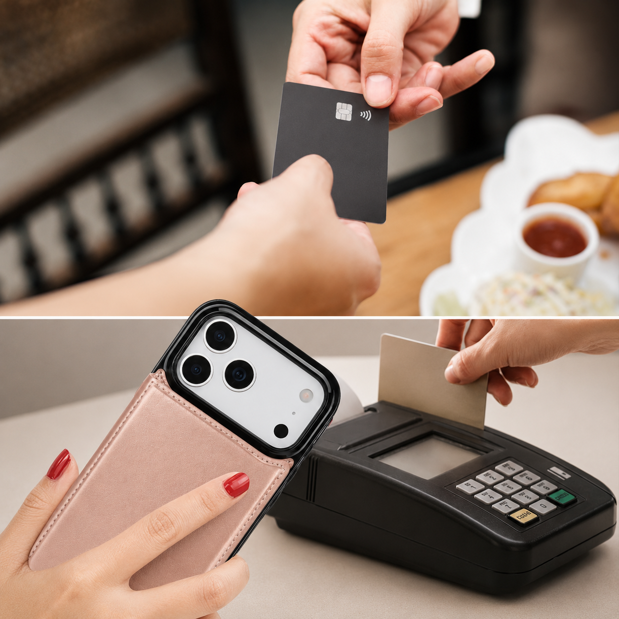 Premium iPhone Case Wallet Cover Card Holder Shockproof Protective Cover Kickstand Magnetic Closure Faux Leather Design