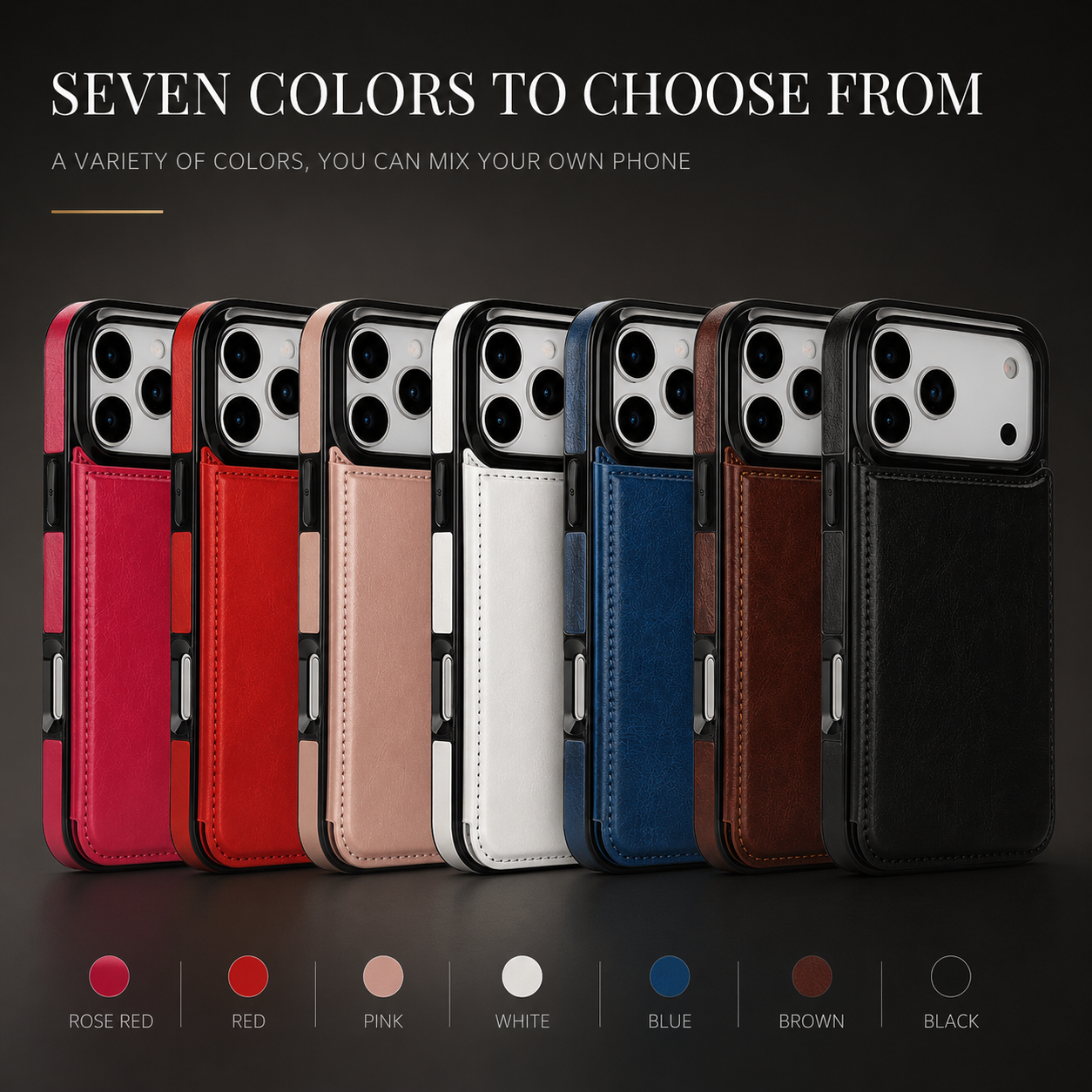 Premium iPhone Case Wallet Cover Card Holder Shockproof Protective Cover Kickstand Magnetic Closure Faux Leather Design