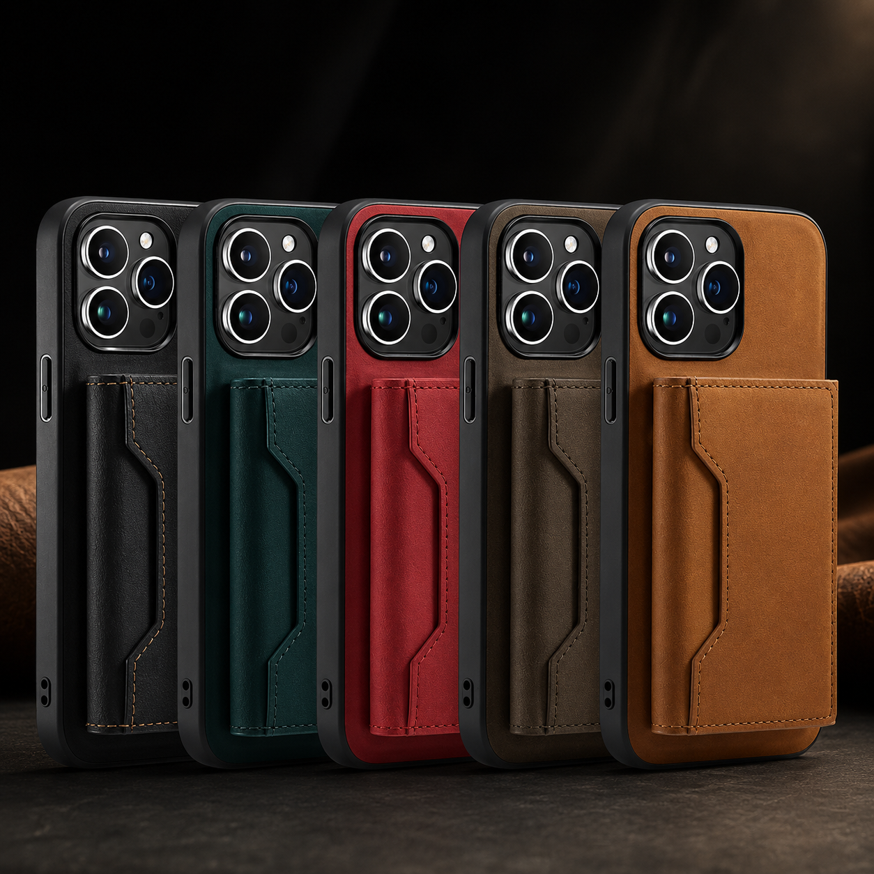 Premium iPhone Case Wallet Cover Card Holder Shockproof Protective Cover Magnetic Closure Kickstand Leather Design