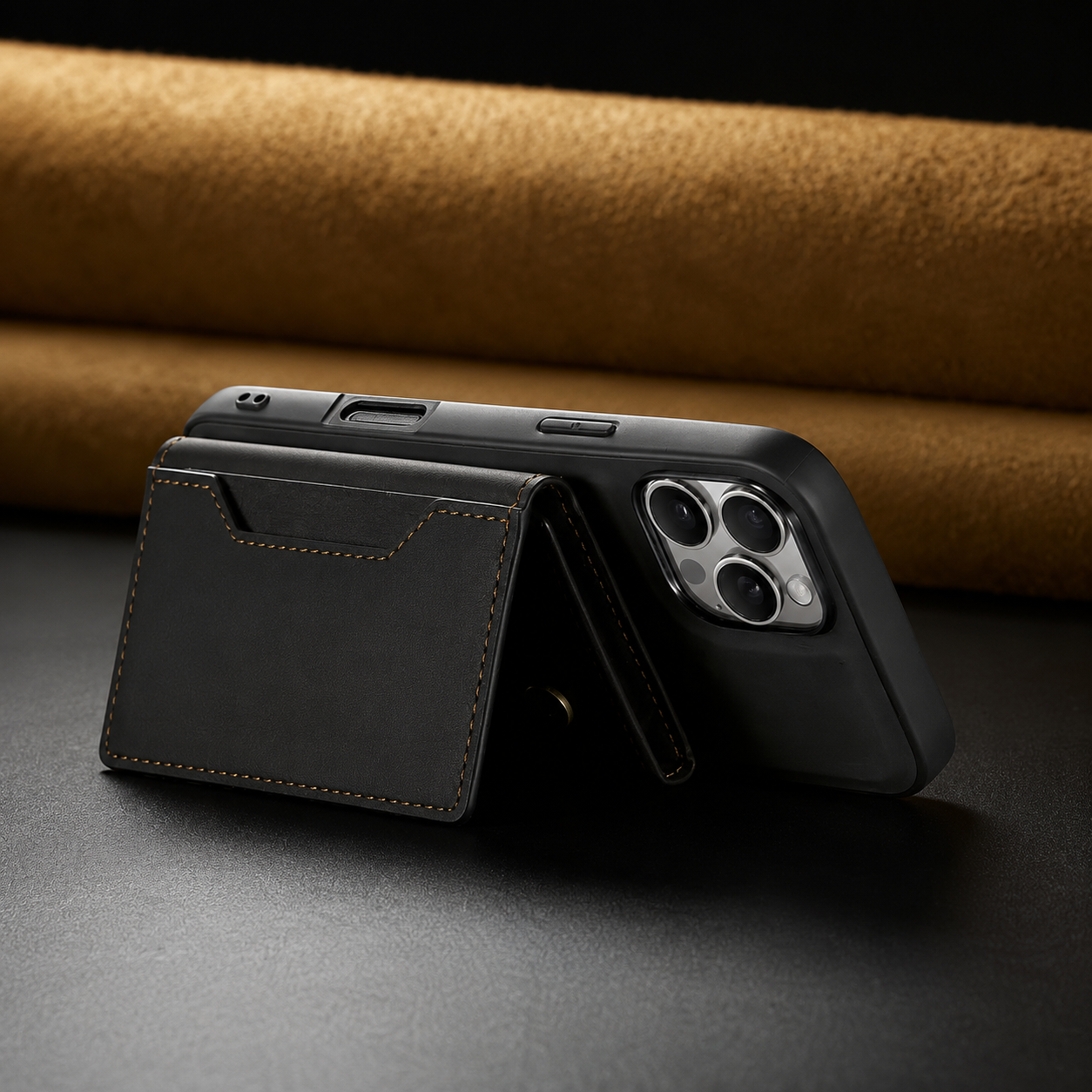 Premium iPhone Case Wallet Cover Card Holder Shockproof Protective Cover Magnetic Closure Kickstand Leather Design