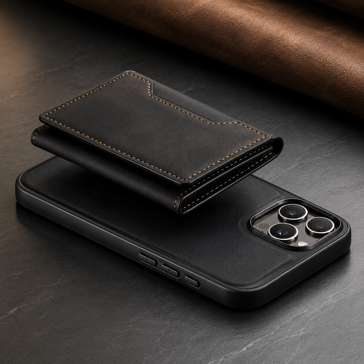 Premium iPhone Case Wallet Cover Card Holder Shockproof Protective Cover Magnetic Closure Kickstand Leather Design
