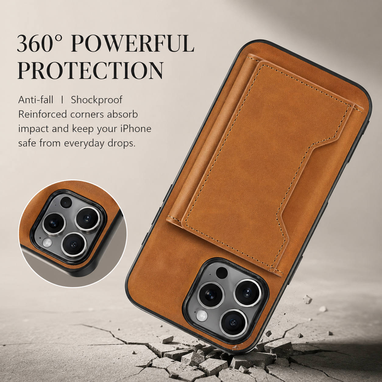 Premium iPhone Case Wallet Cover Card Holder Shockproof Protective Cover Magnetic Closure Kickstand Leather Design