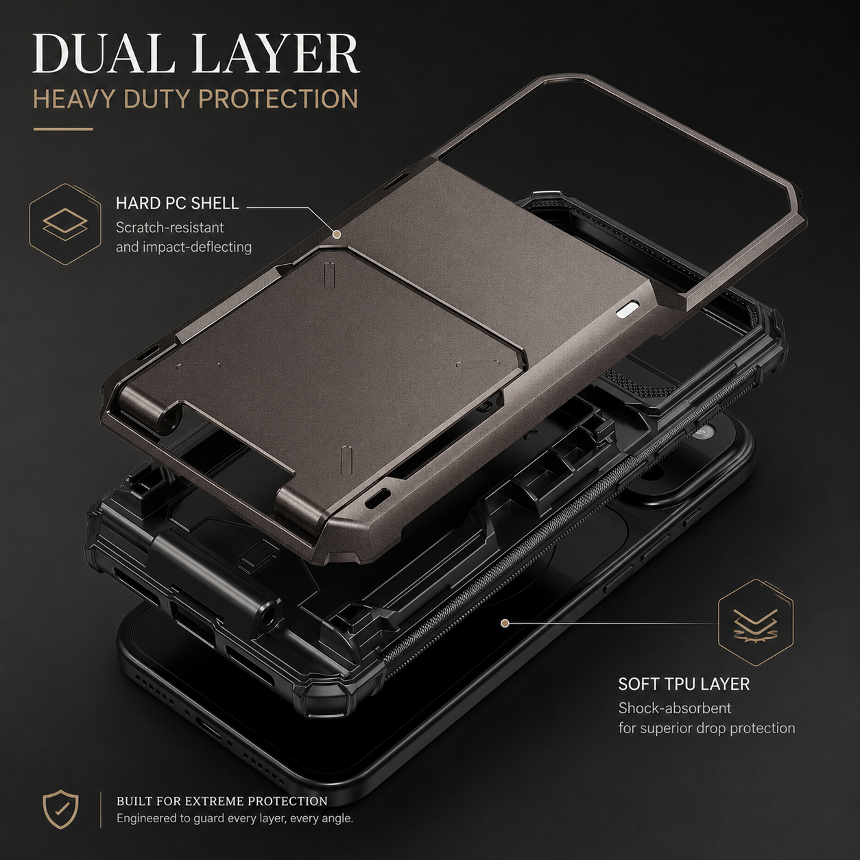 Premium iPhone Case Wallet Cover Card Holder Shockproof Protective Cover Slide Card Storage Anti Fingerprint Business Style Design